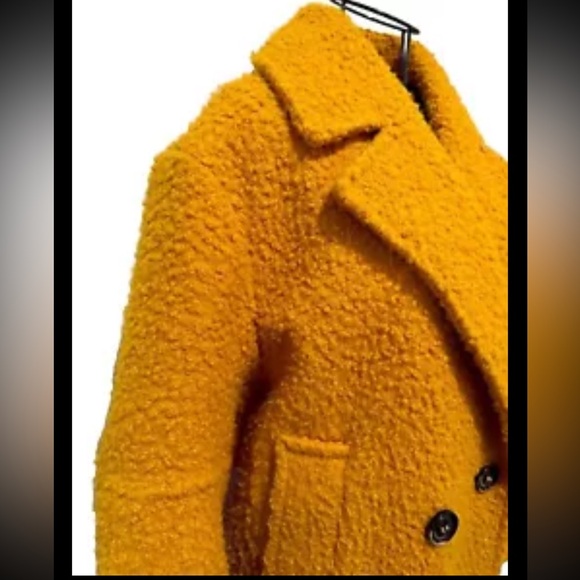 Topshop Boucle Button Front Cost. Mustard. Size 2. NWOT - Picture 8 of 12